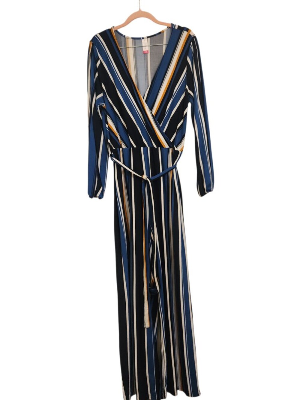 No Boundaries Cold Shoulder Striped Jumpsuit Size XL (15-17)